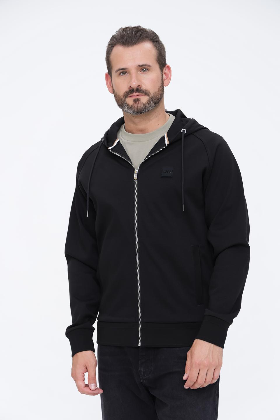 Кардиган Boss Black чёрный с капюшоном