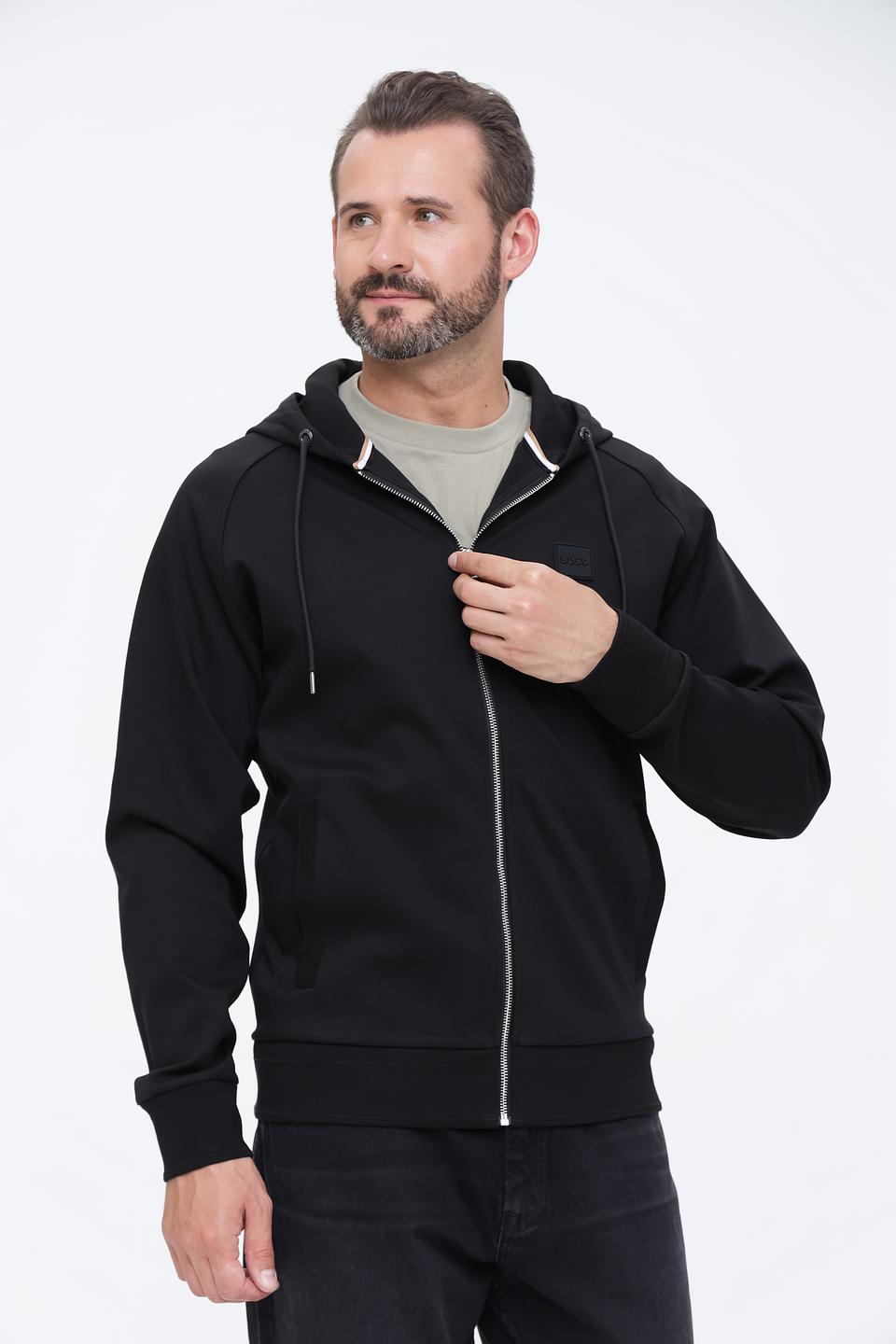 Кардиган Boss Black чёрный с капюшоном