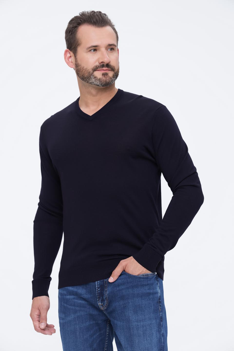 Джемпер Bugatti V-образный тёмно-синий