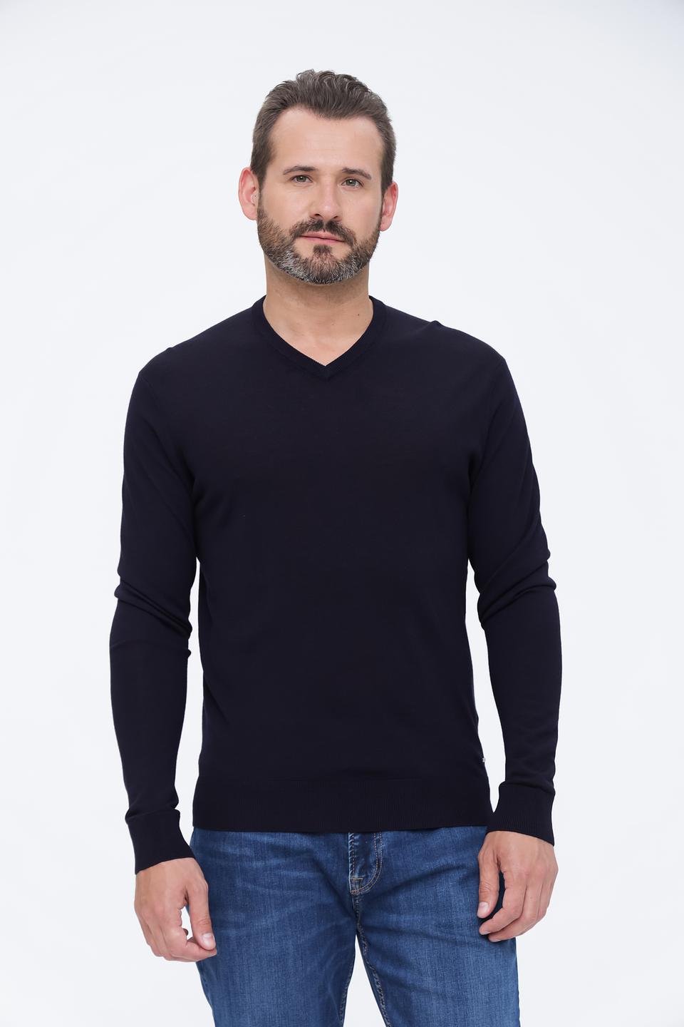 Джемпер Bugatti V-образный тёмно-синий