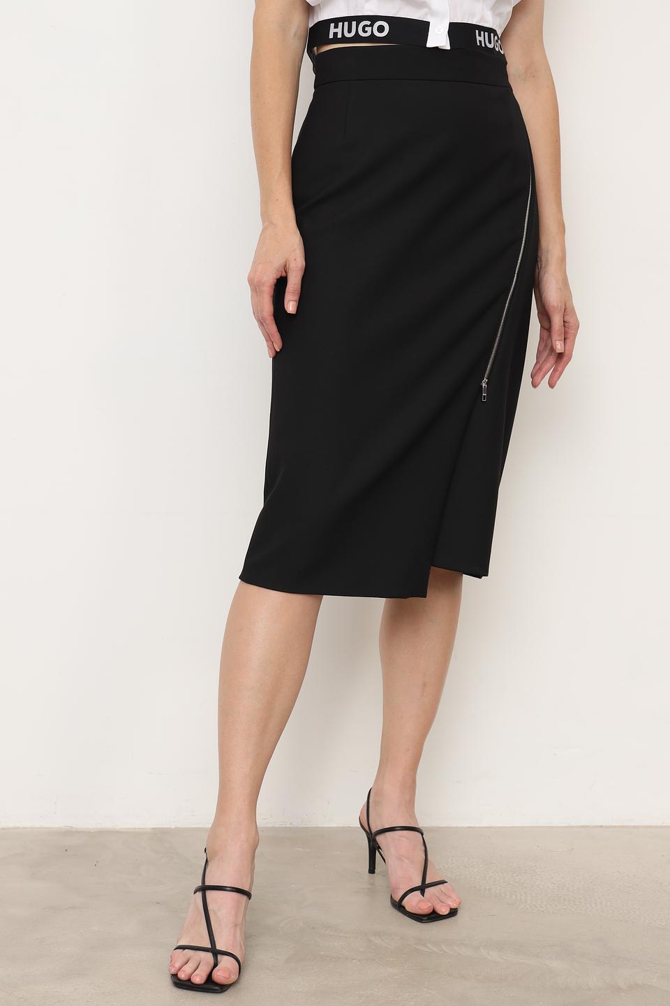Юбка Boss Black с разрезом чёрная