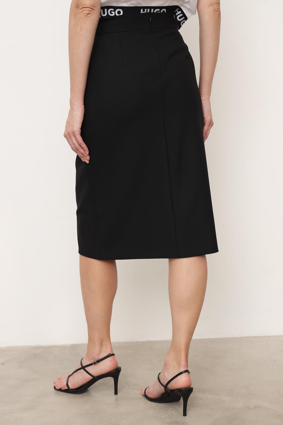 Юбка Boss Black с разрезом чёрная