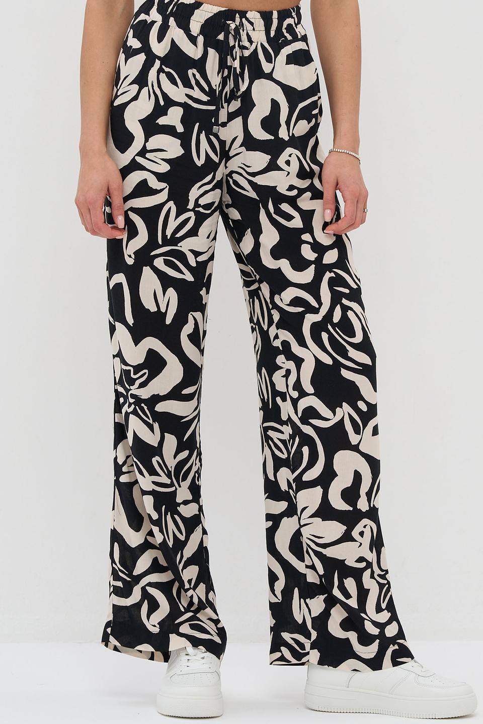 Брюки VAY с принтом чёрно-бежевый