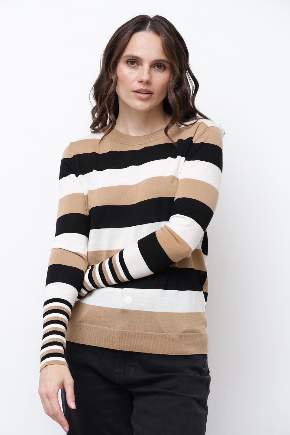 Джемпер Boss Black в полоску бежевый