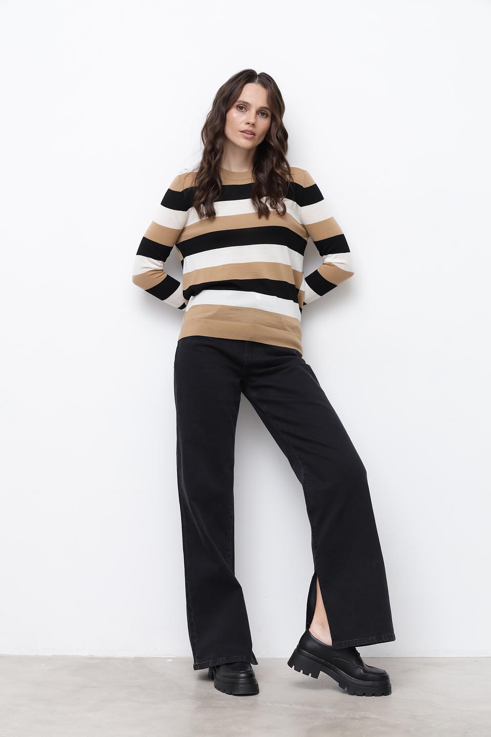 Джемпер Boss Black в полоску бежевый