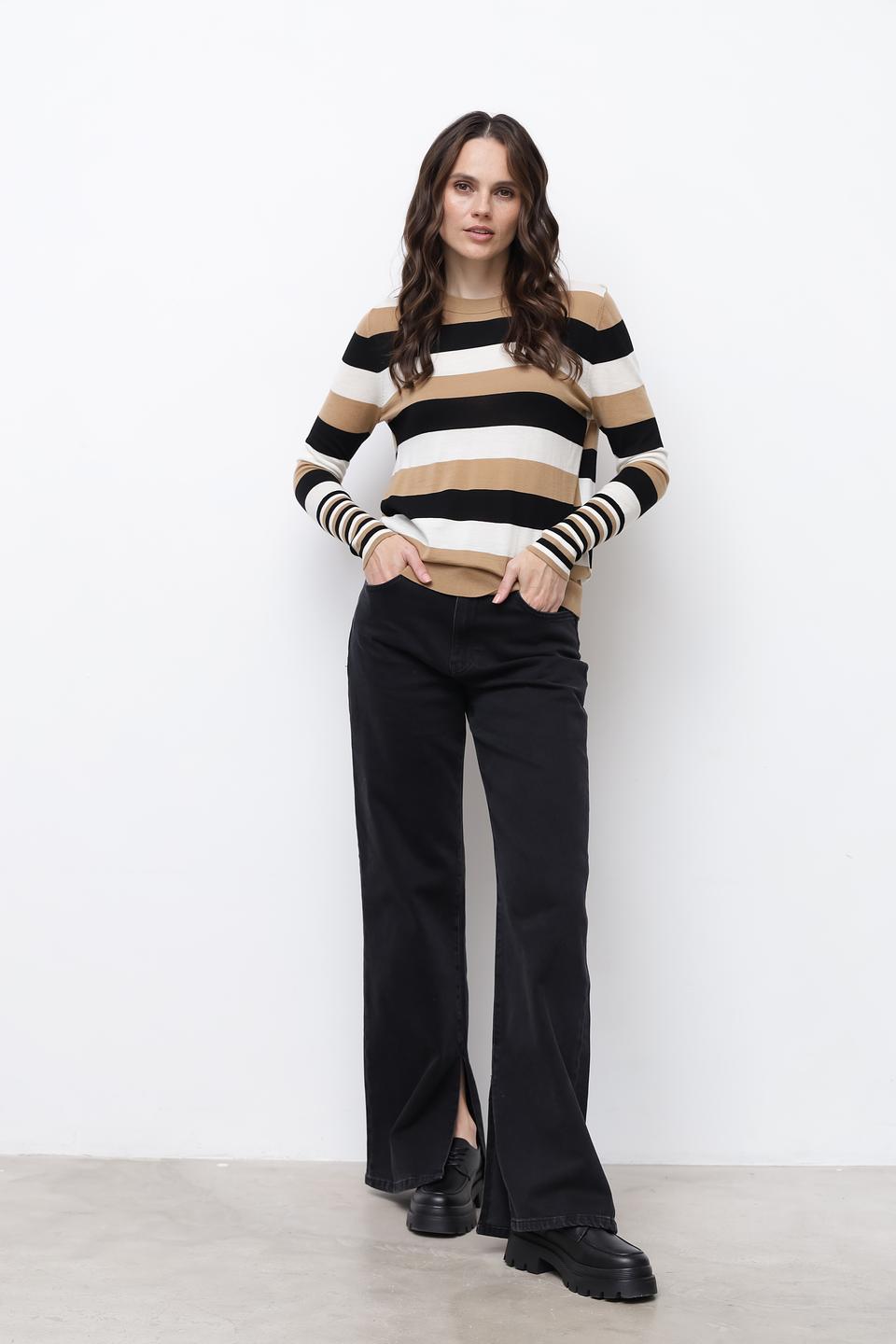 Джемпер Boss Black в полоску бежевый