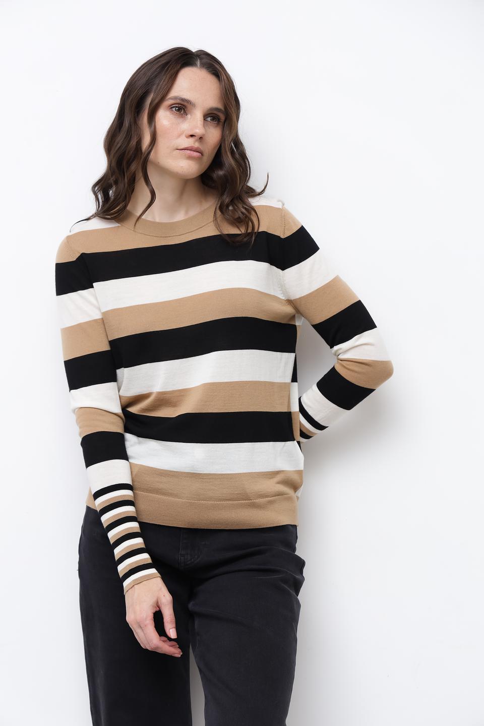 Джемпер Boss Black в полоску бежевый