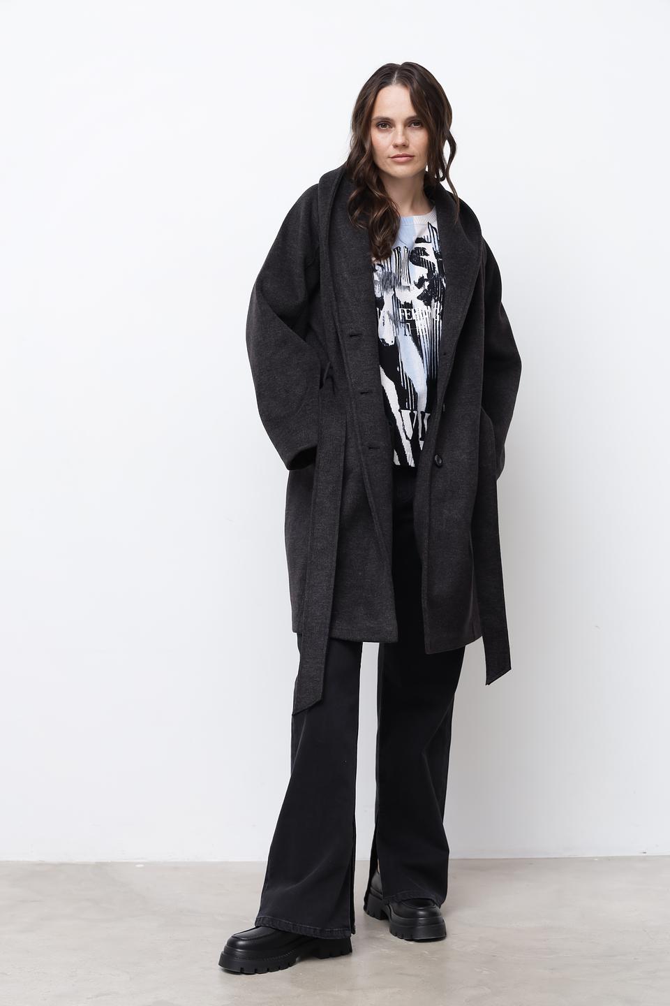 Пальто Broadway с капюшоном графит