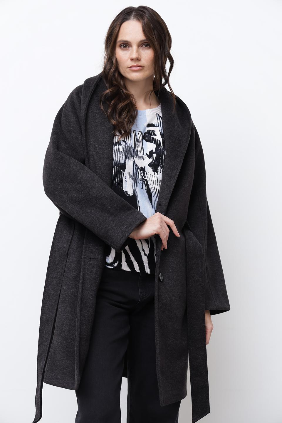 Пальто Broadway с капюшоном графит