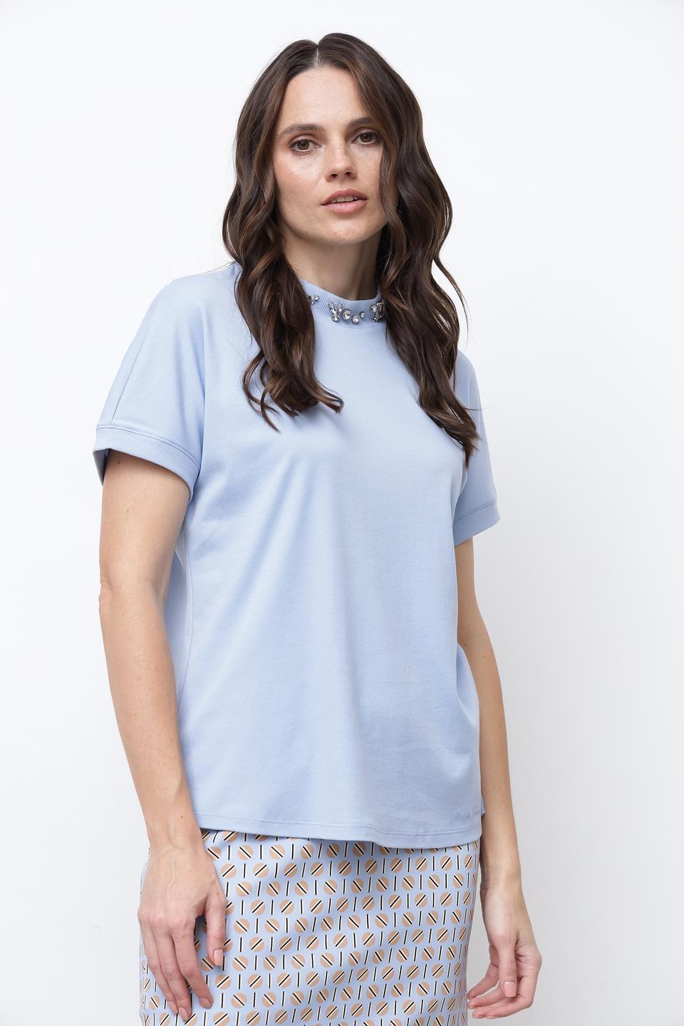Футболка Marc Cain голубая с декором