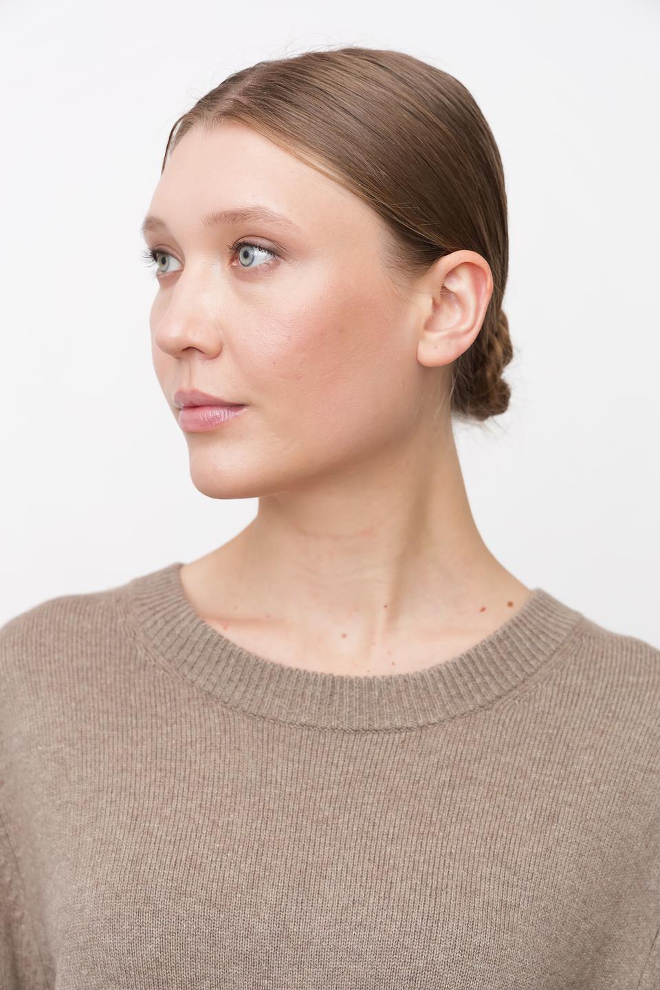 Пуловер Oui с карманами бежевый