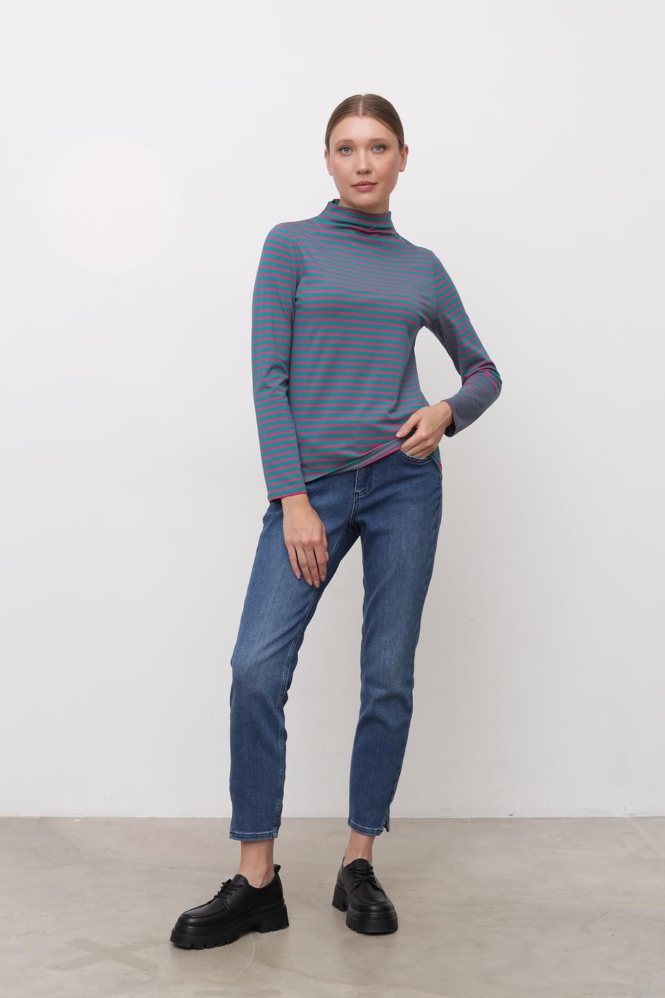 Джинсы с разрезом Oui синие