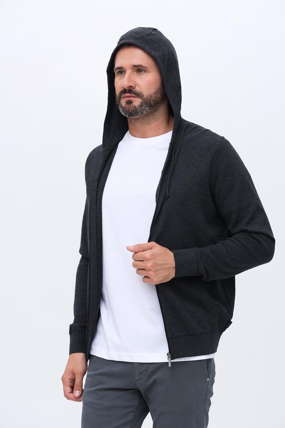 Кардиган Bugatti с капюшоном графитовый