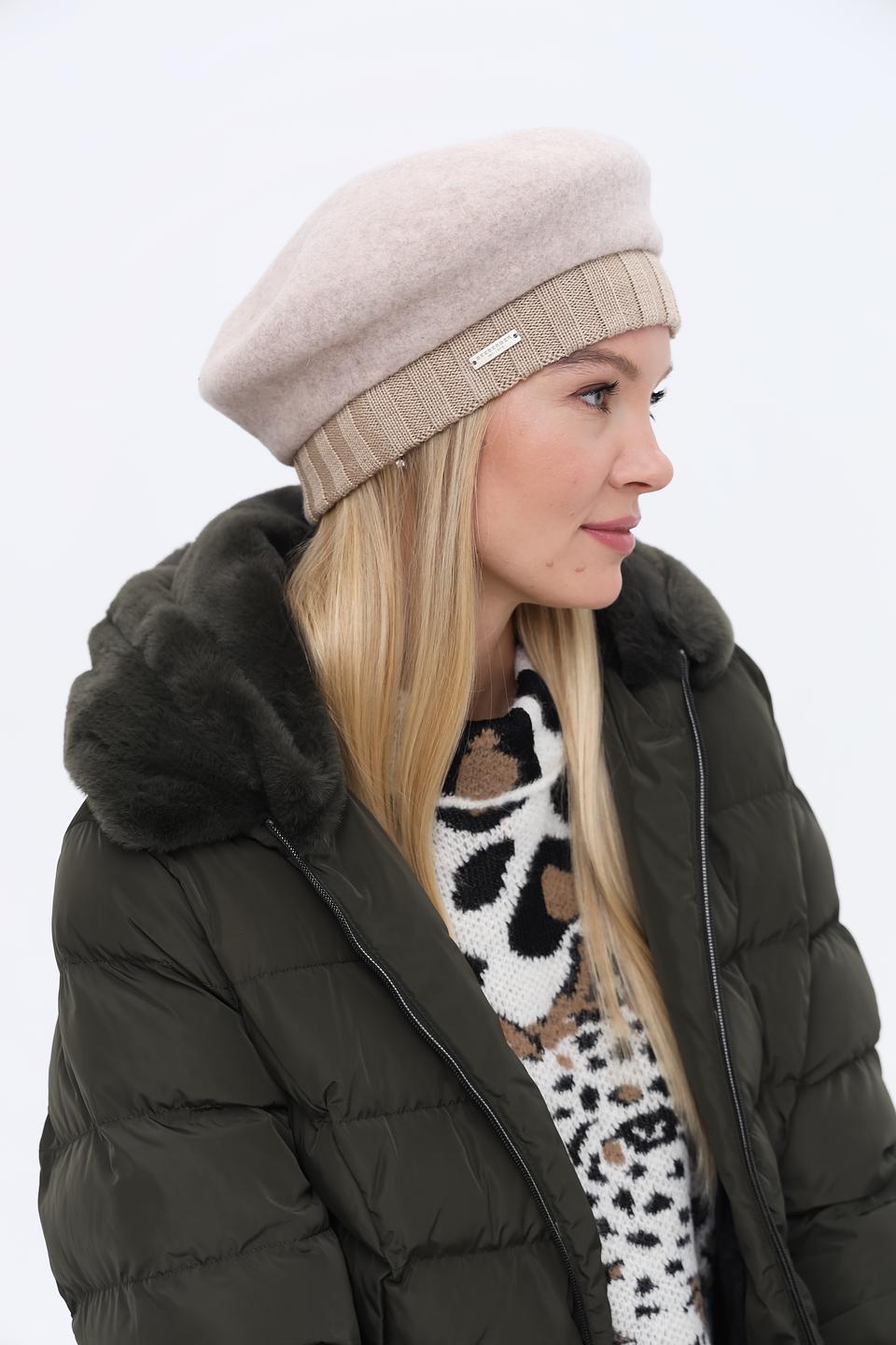 Берет Seeberger шерстяной бежевый