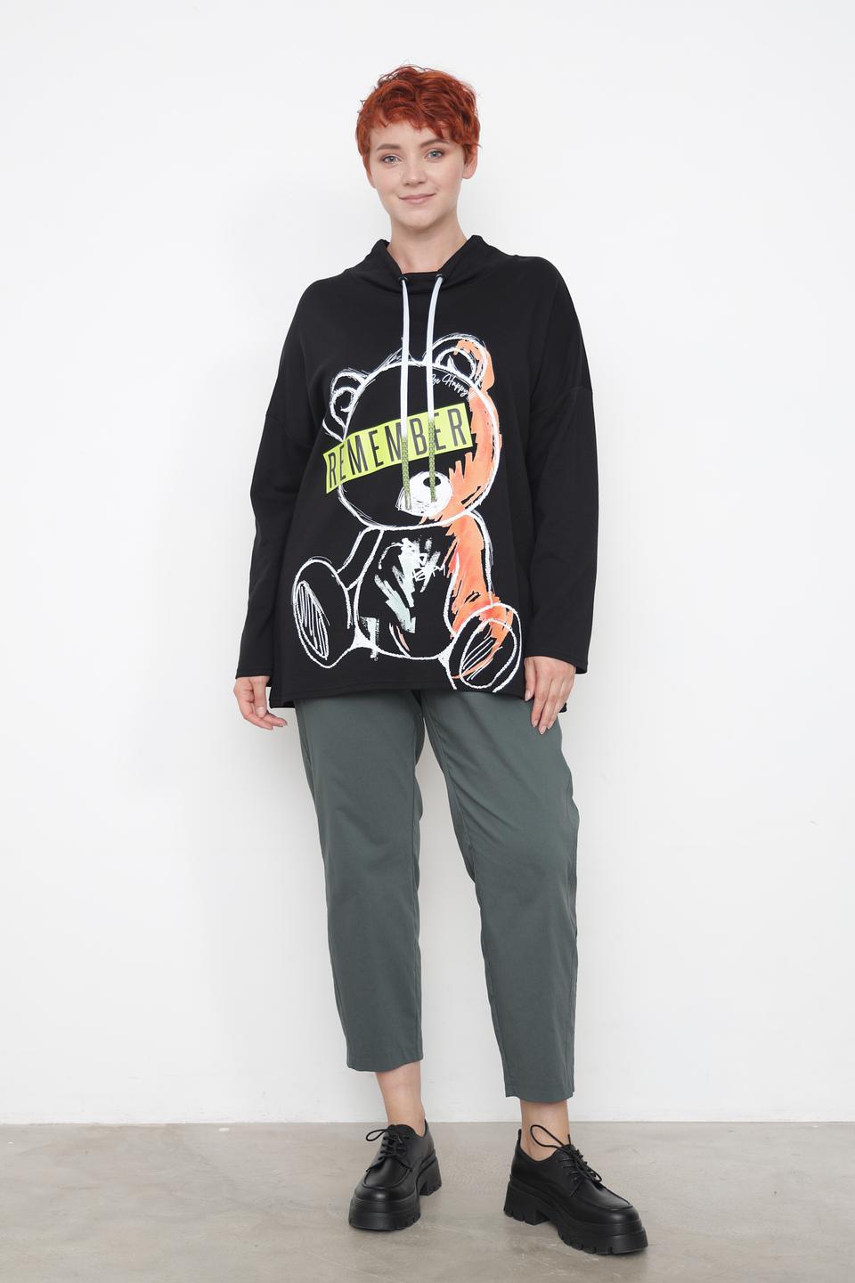 Пуловер Doris Streich с медведем чёрный