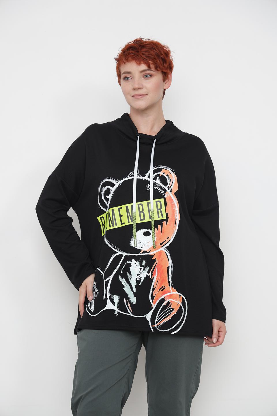 Пуловер Doris Streich с медведем чёрный