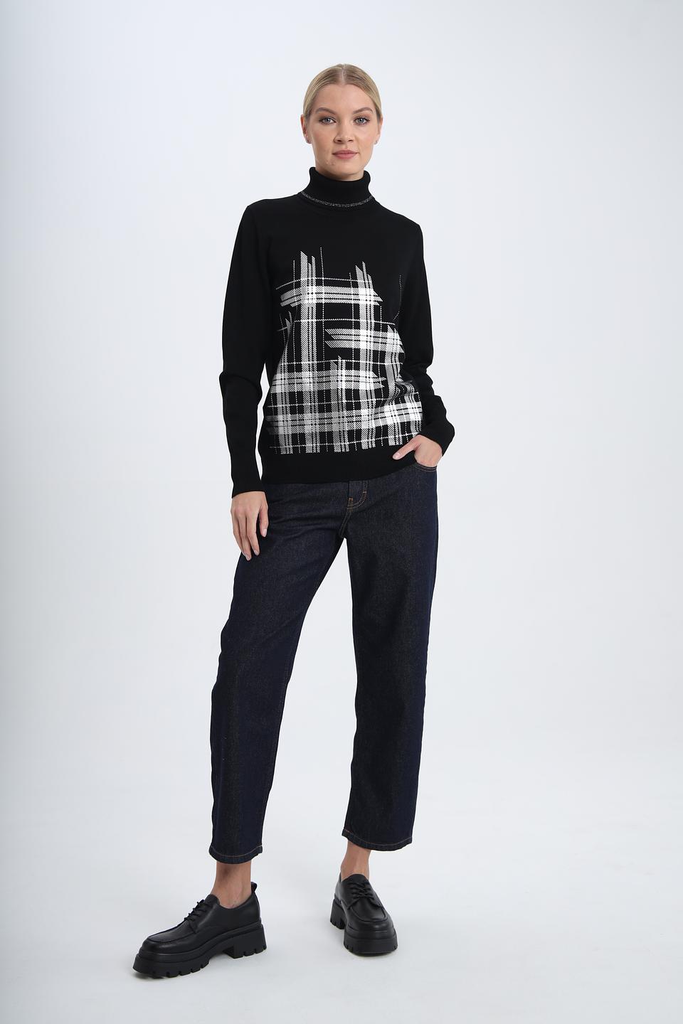 Пуловер Pezzo с клеткой чёрный