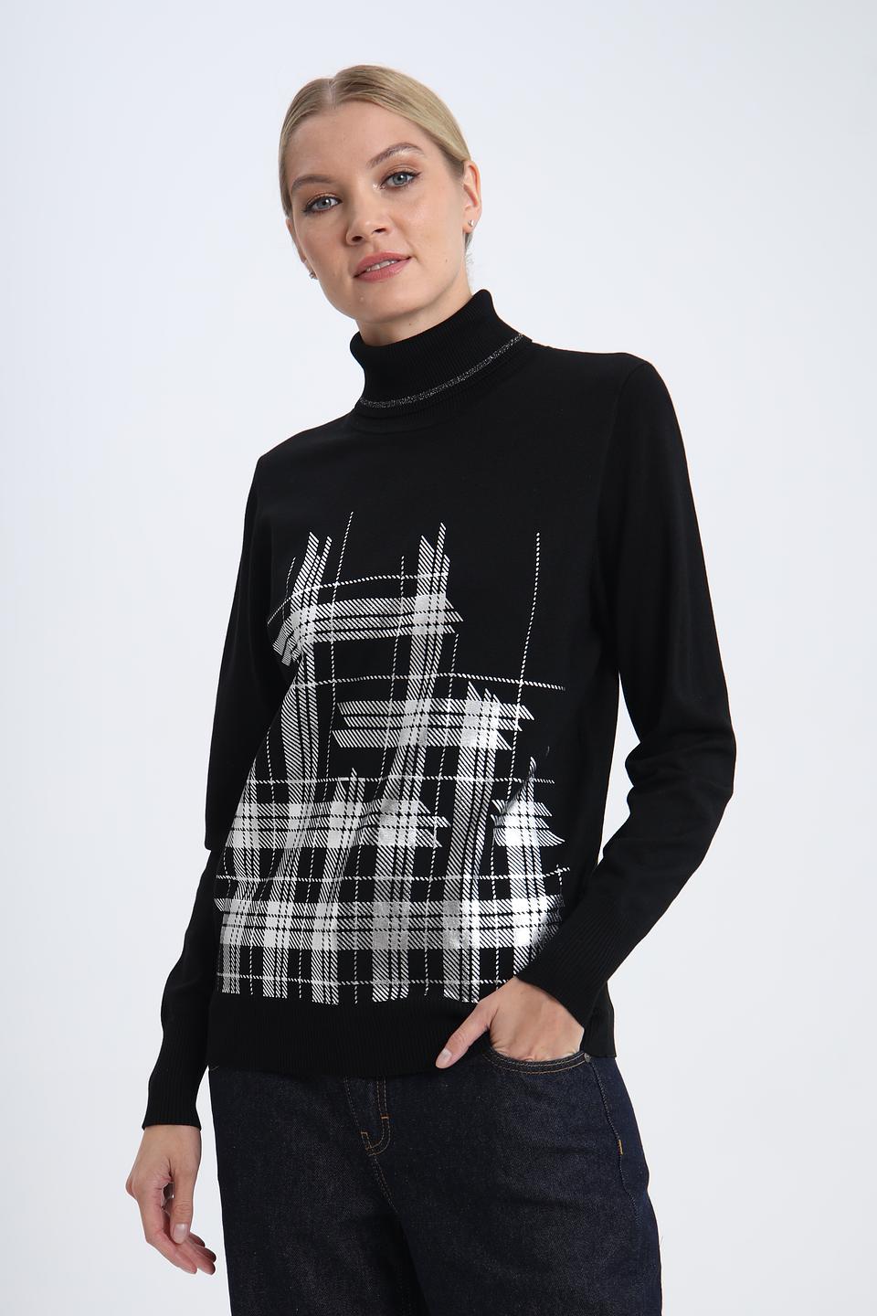 Пуловер Pezzo с клеткой чёрный