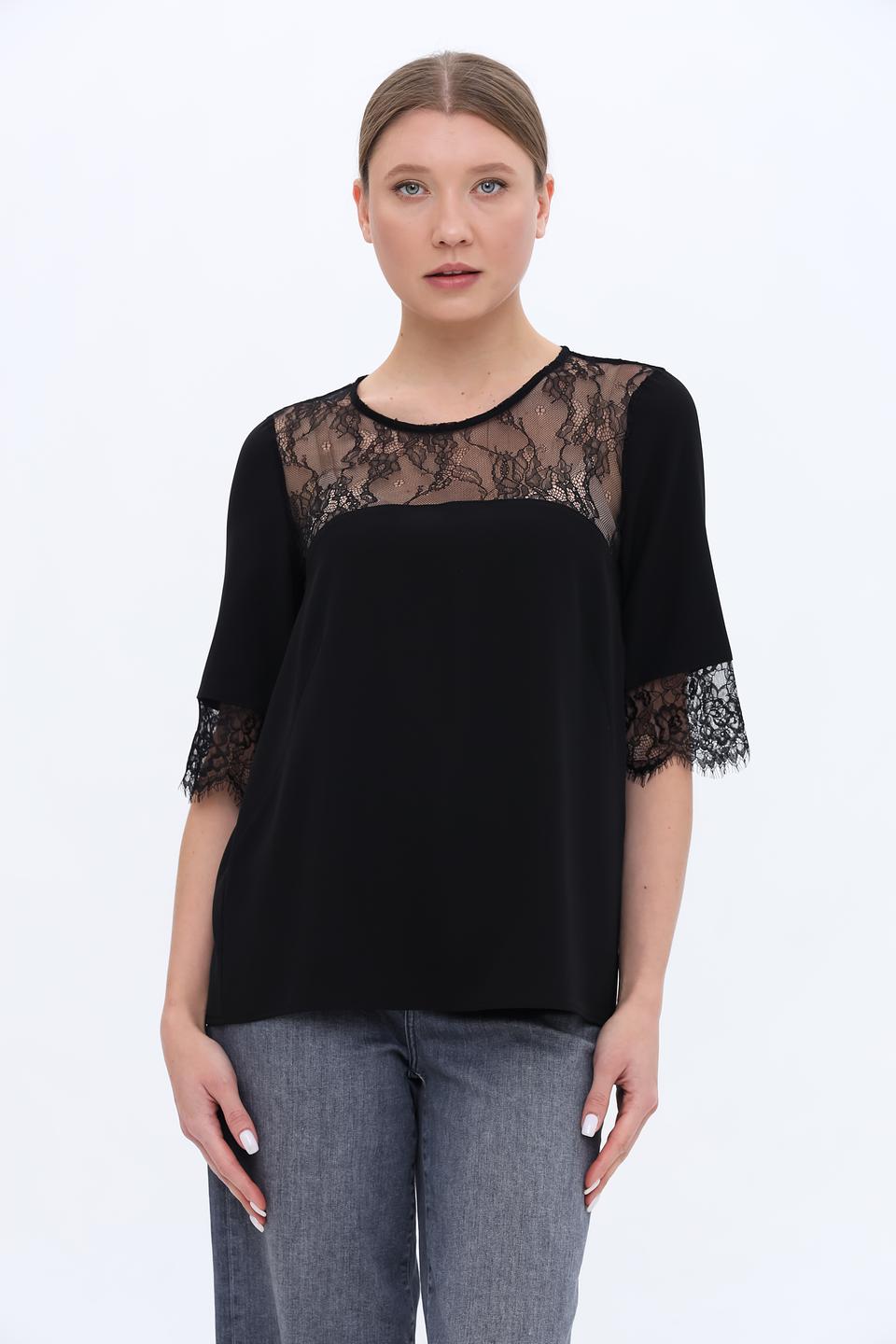 Блуза Twin Set с кружевом черная