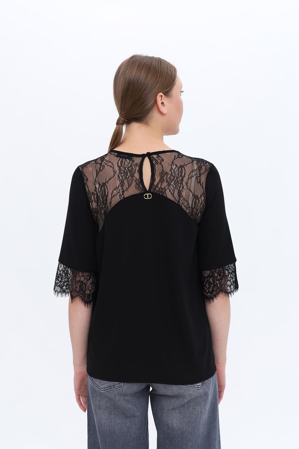 Блуза Twin Set с кружевом черная