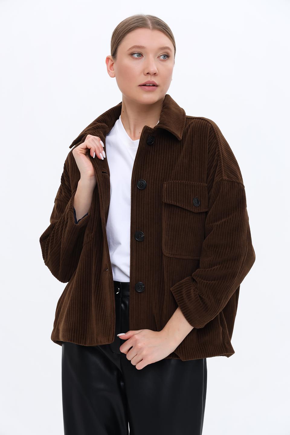 Жакет Circolo 1901 в рубчик коричневый