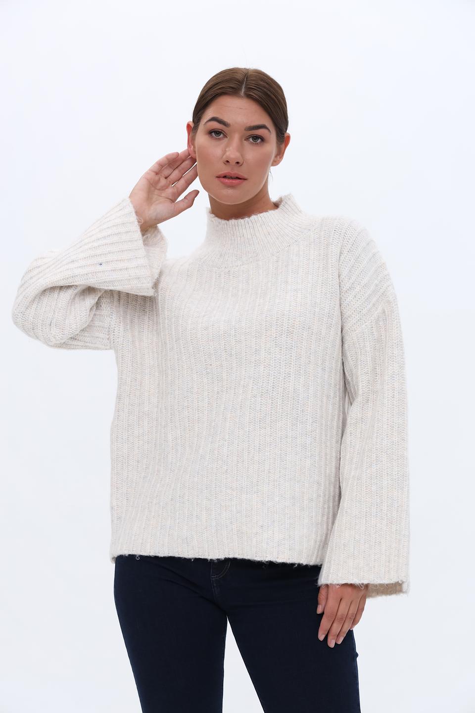 Пуловер Broadway с рукавом-колокол бежевый