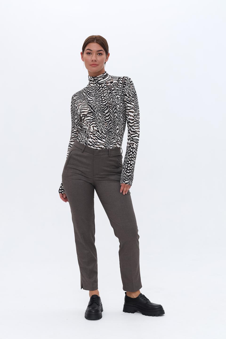 Брюки классические Oui серо-коричневые