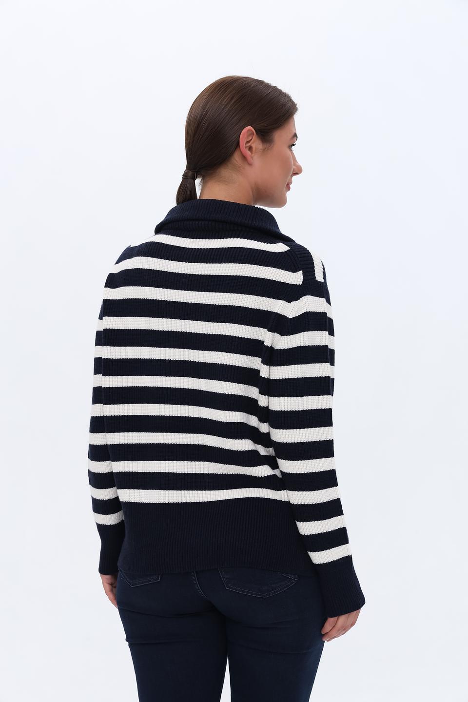Пуловер Oui в полоску с молнией