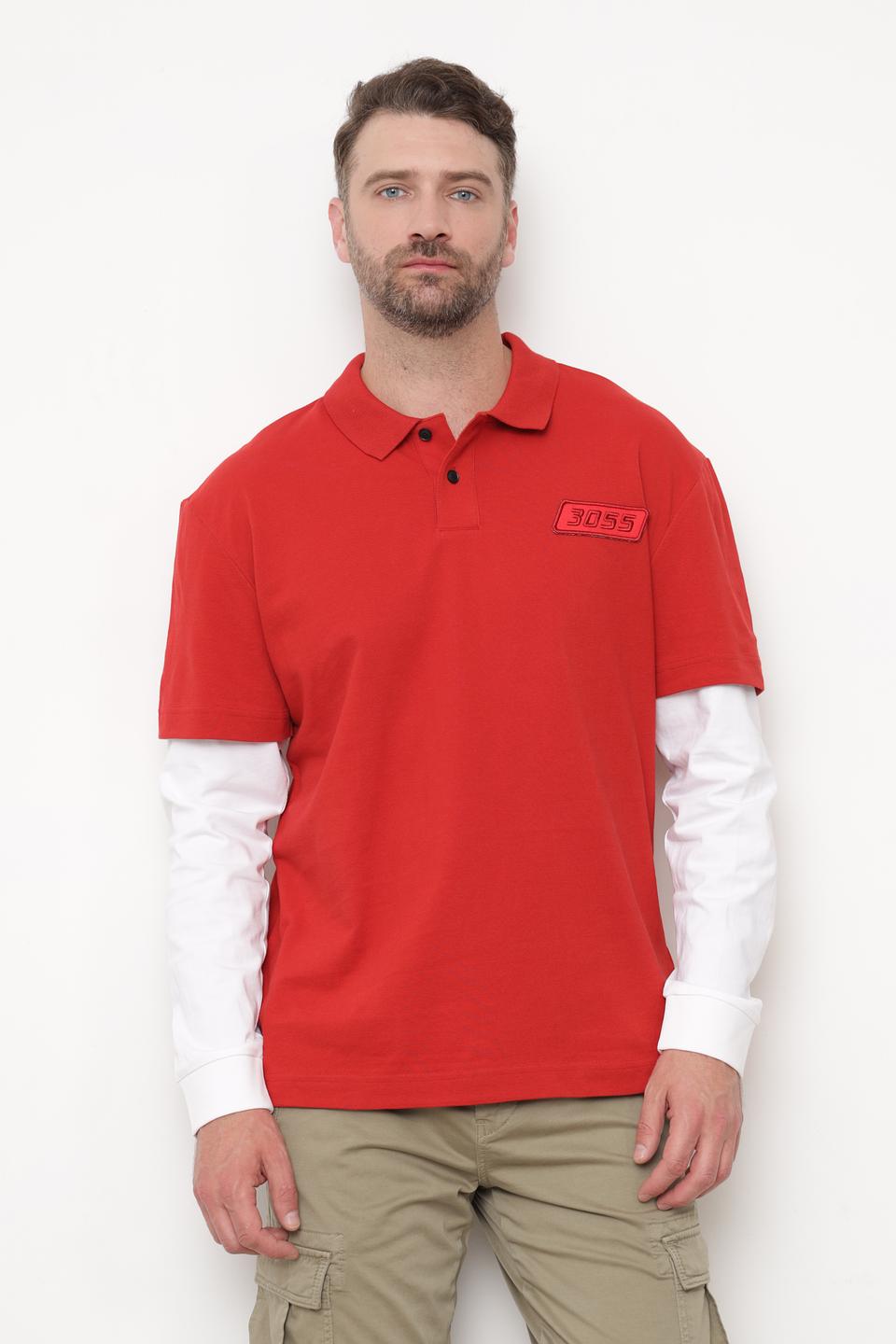Поло Boss Orange красный с принтом
