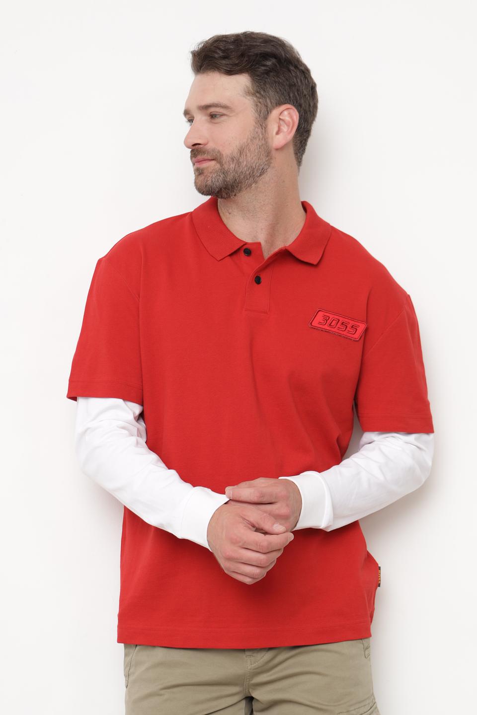 Поло Boss Orange красный с принтом