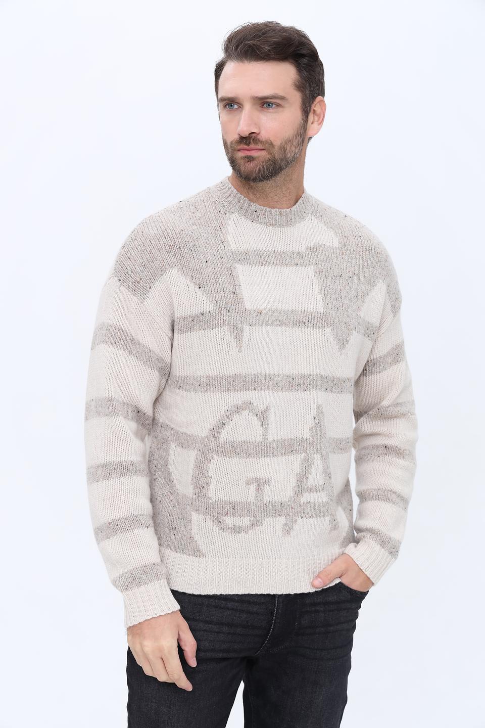 Пуловер Emporio Armani с узором бежевый