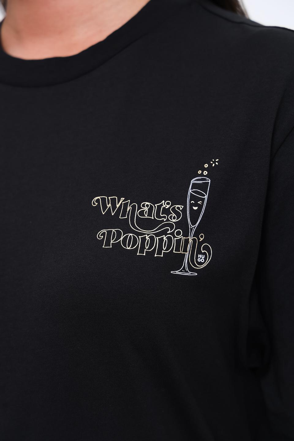 Футболка Hugo женская чёрная с принтом