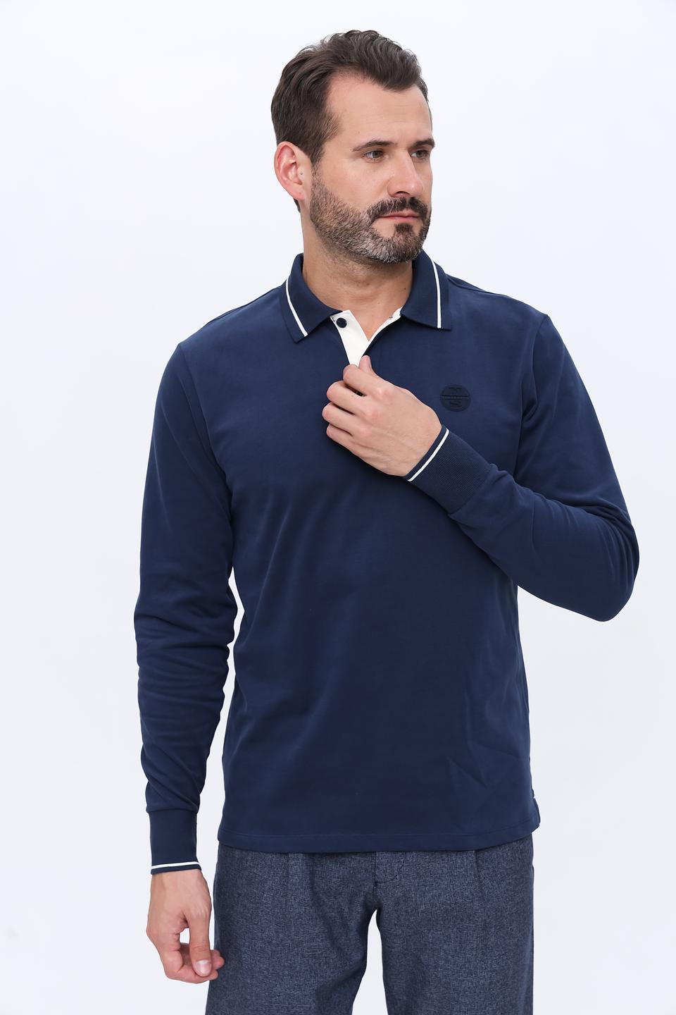 Поло North Sails с длинным рукавом синее