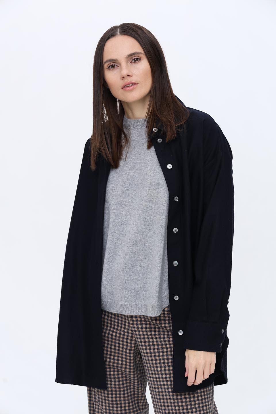 Рубашка Seidensticker чёрная оверсайз