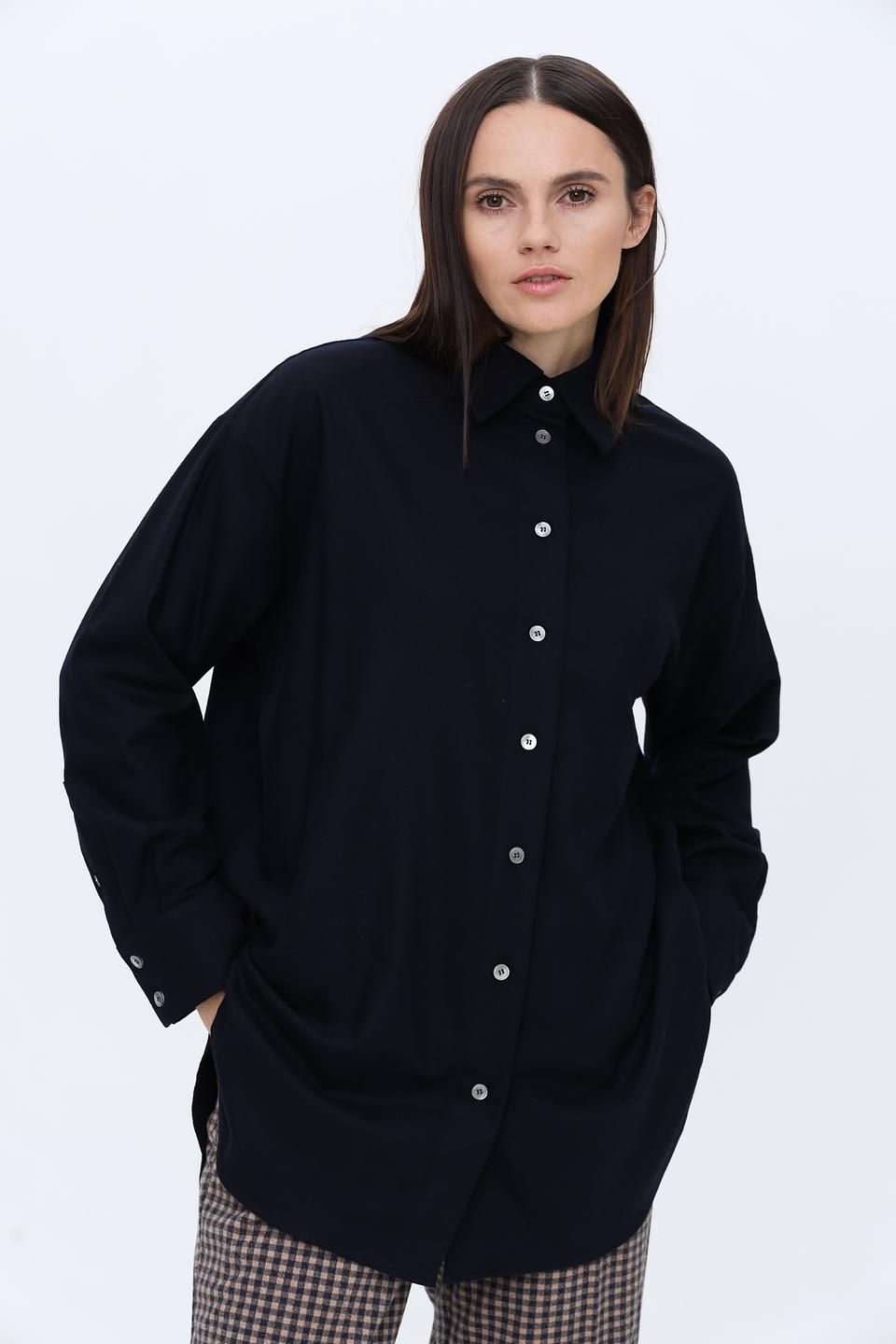 Рубашка Seidensticker чёрная оверсайз