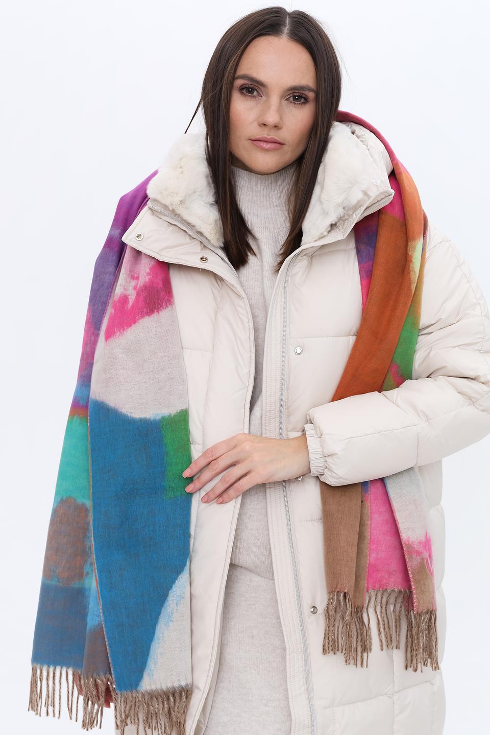 Шарф Fraas разноцветный с бахромой