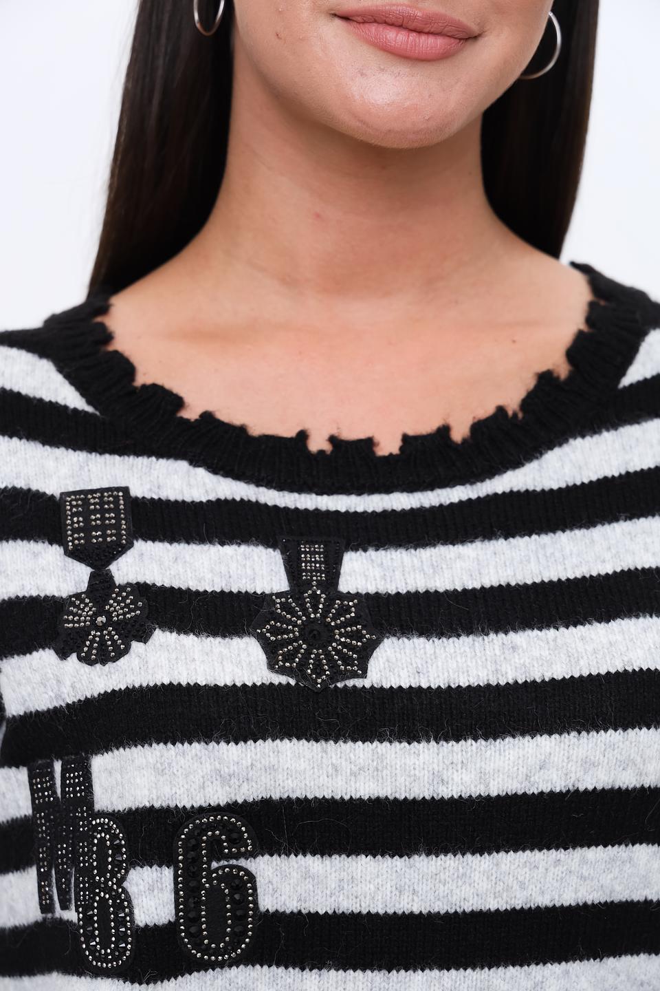 Пуловер Monari в полоску с декором