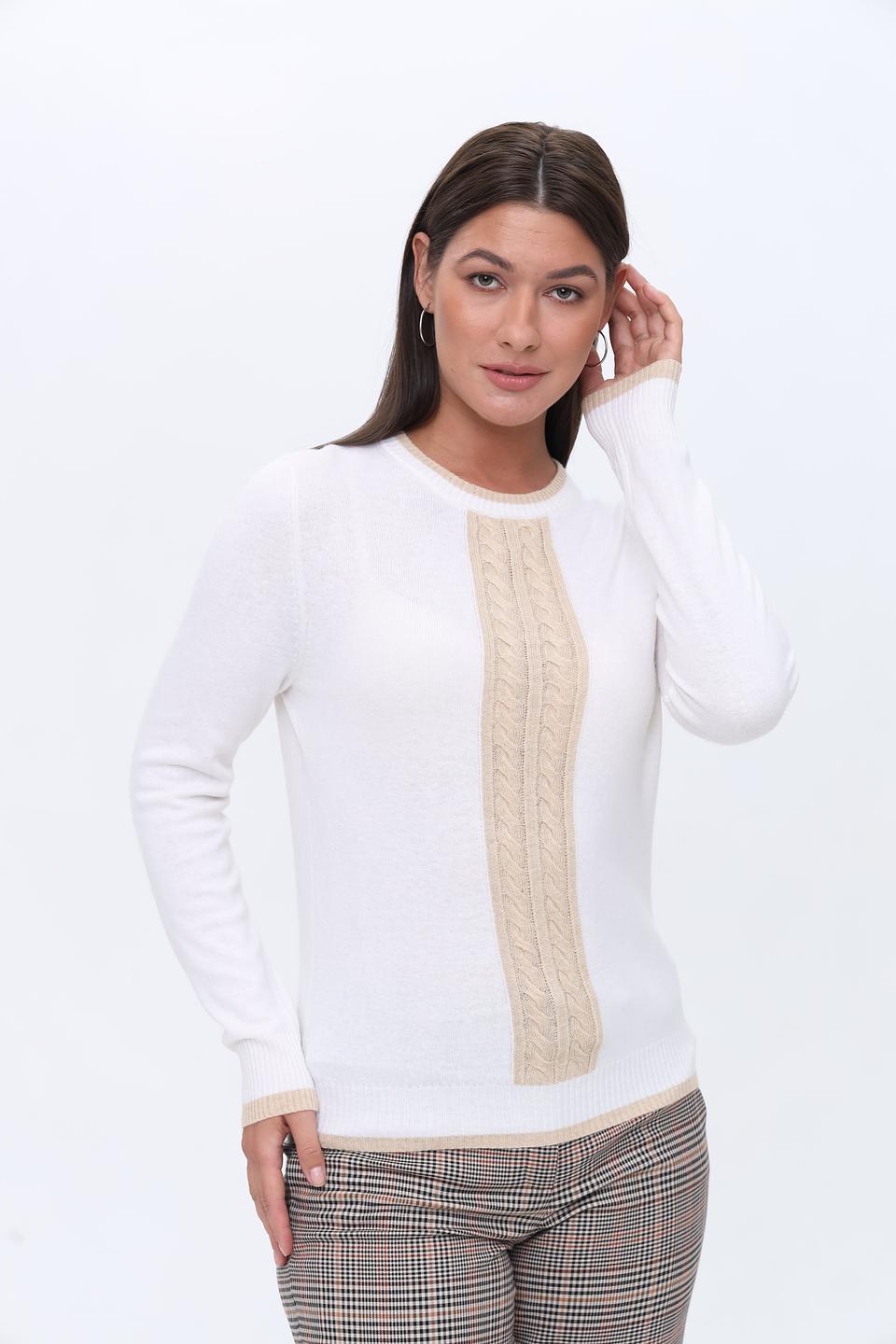 Пуловер Pezzo с косами белый