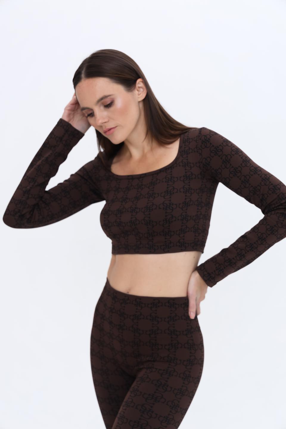 Топ Guess с логотипом коричневый