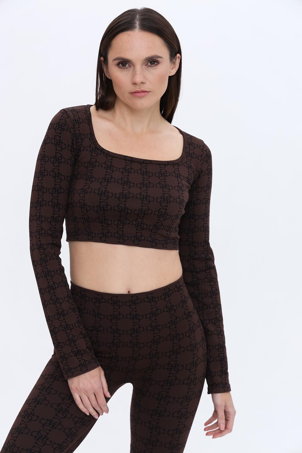 Топ Guess с логотипом коричневый
