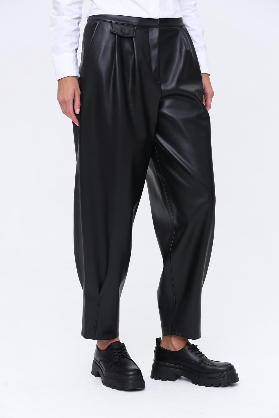 Брюки Hugo из экокожи чёрные