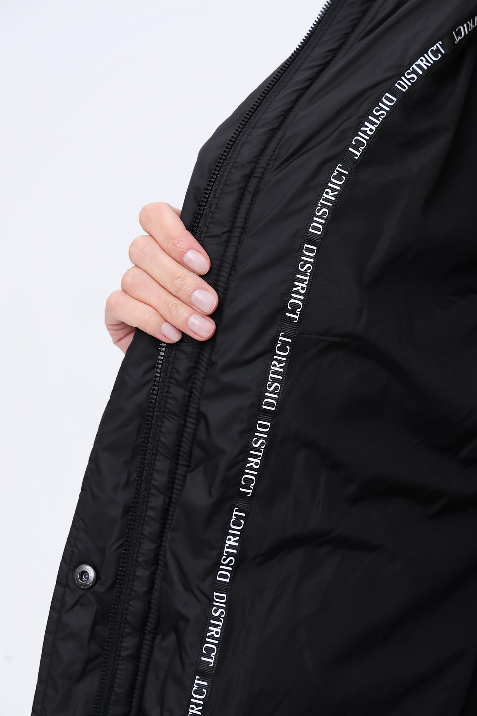 Пальто District стеганое чёрное