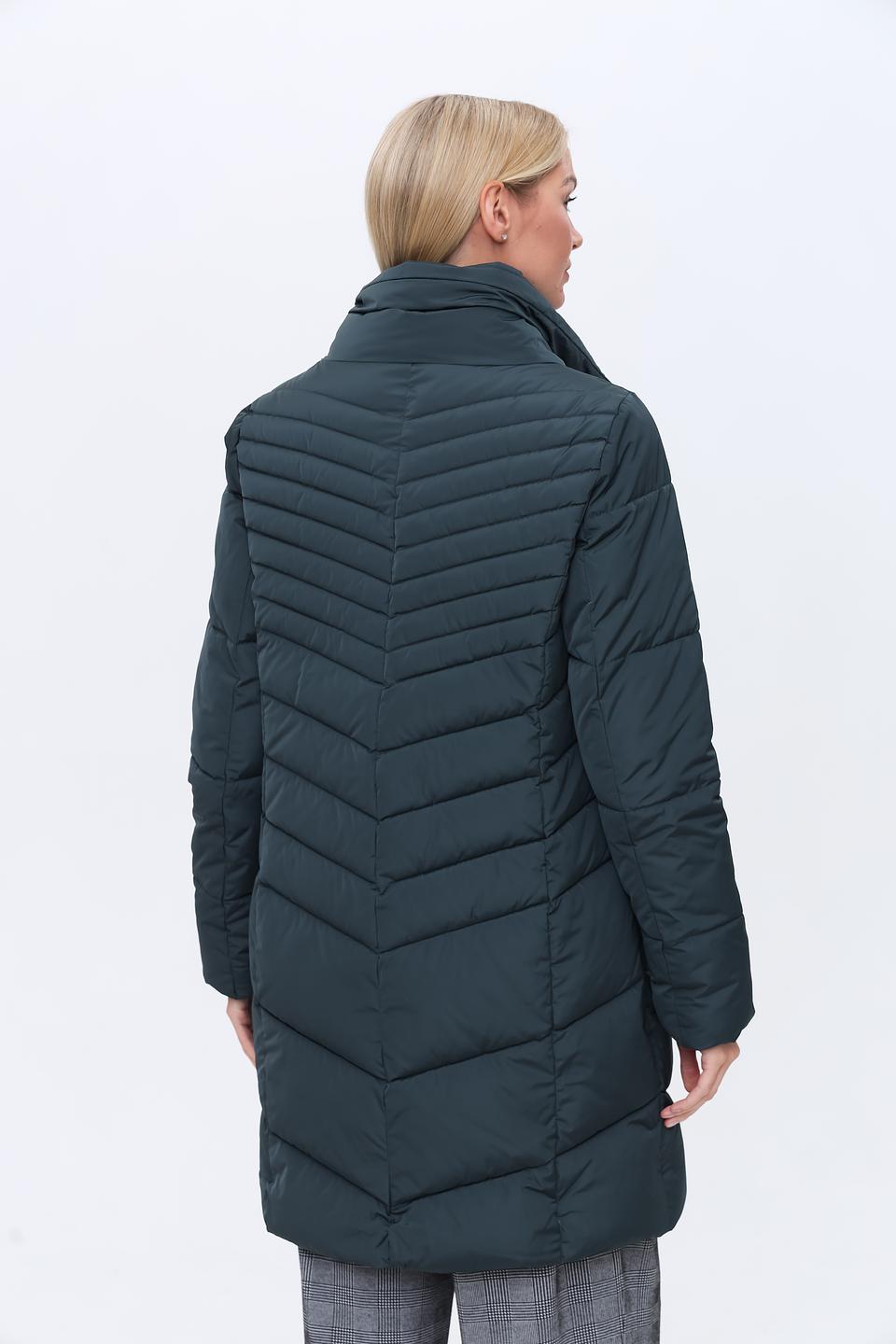 Пальто District стеганое тёмно-зелёное