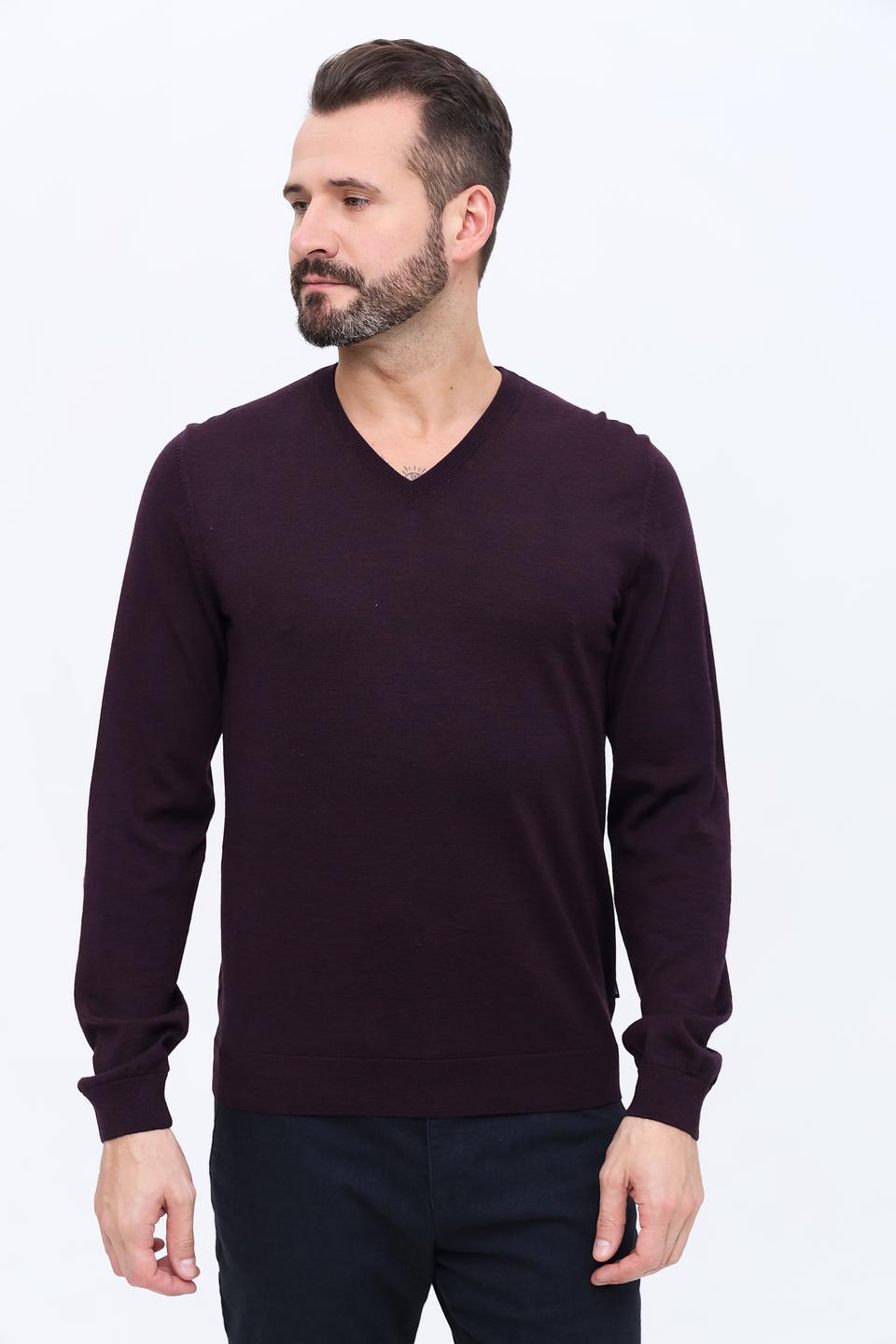 Джемпер Boss Black V-образный бордовый