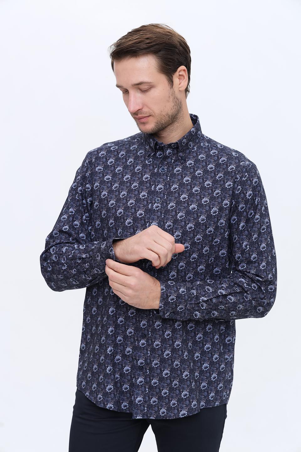 Рубашка Casa Moda с принтом, синяя