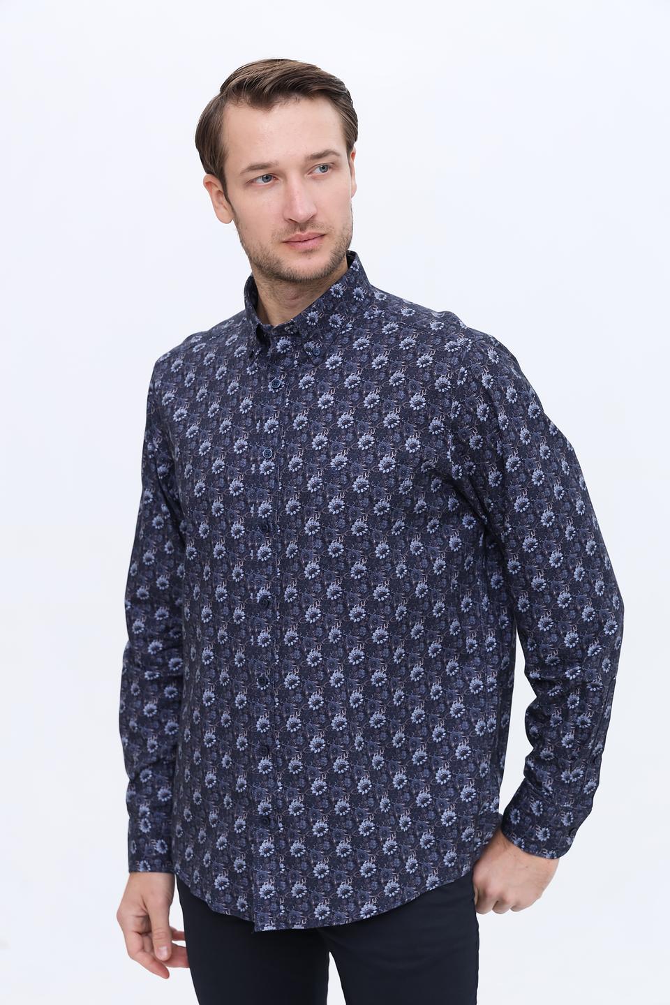 Рубашка Casa Moda с принтом, синяя