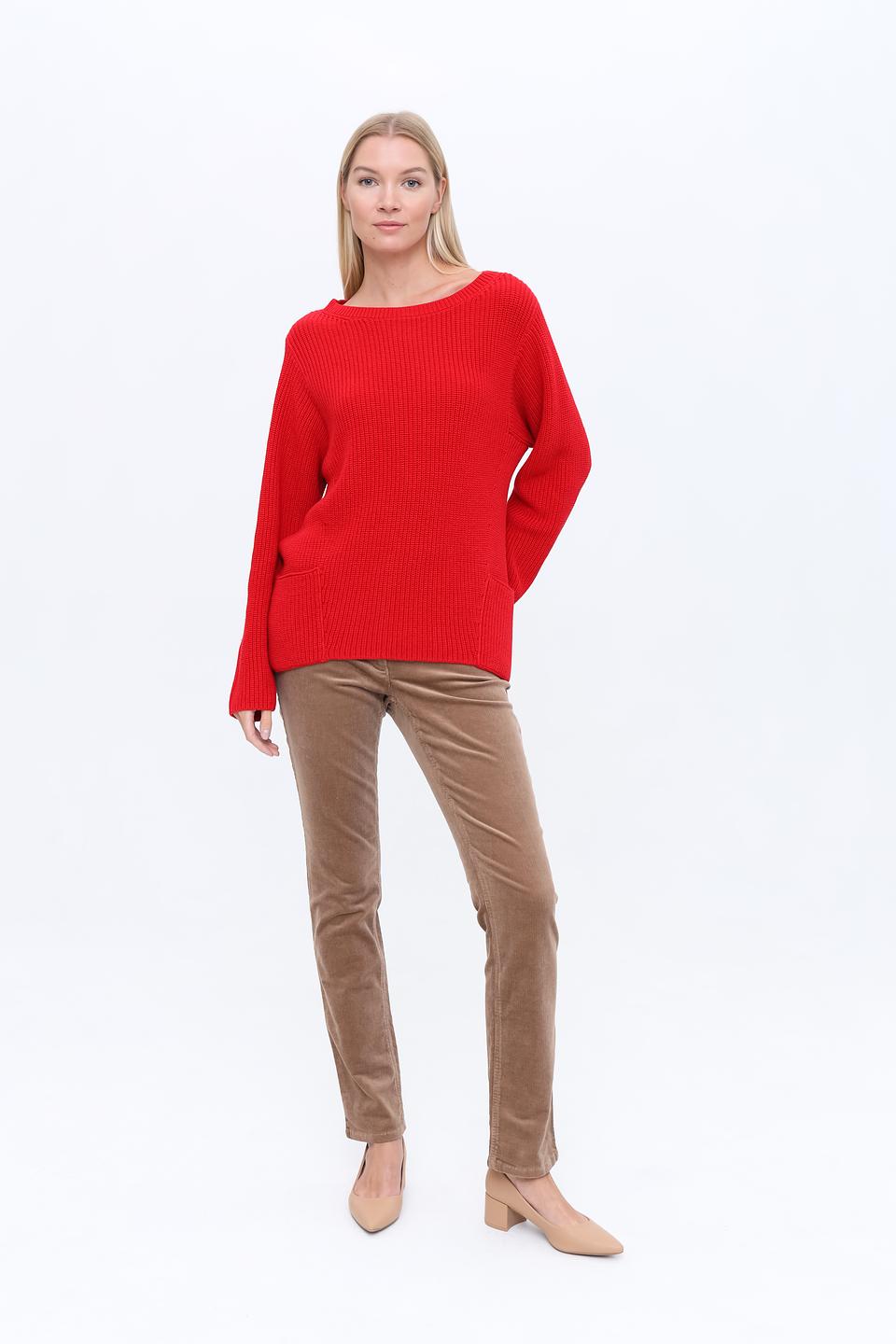 Пуловер Oui красный с карманами