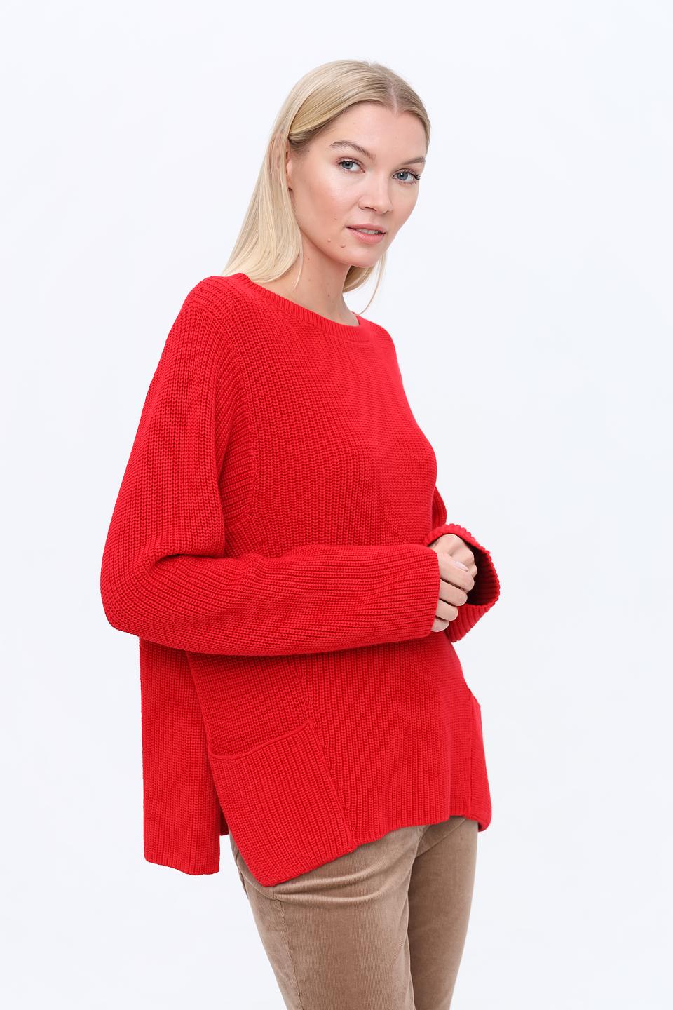 Пуловер Oui красный с карманами