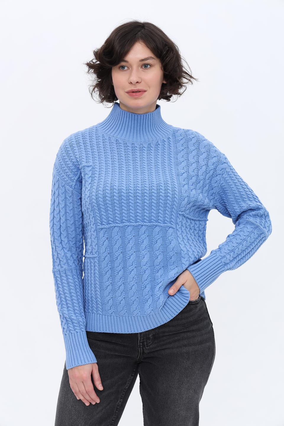 Пуловер Olsen голубой с косами