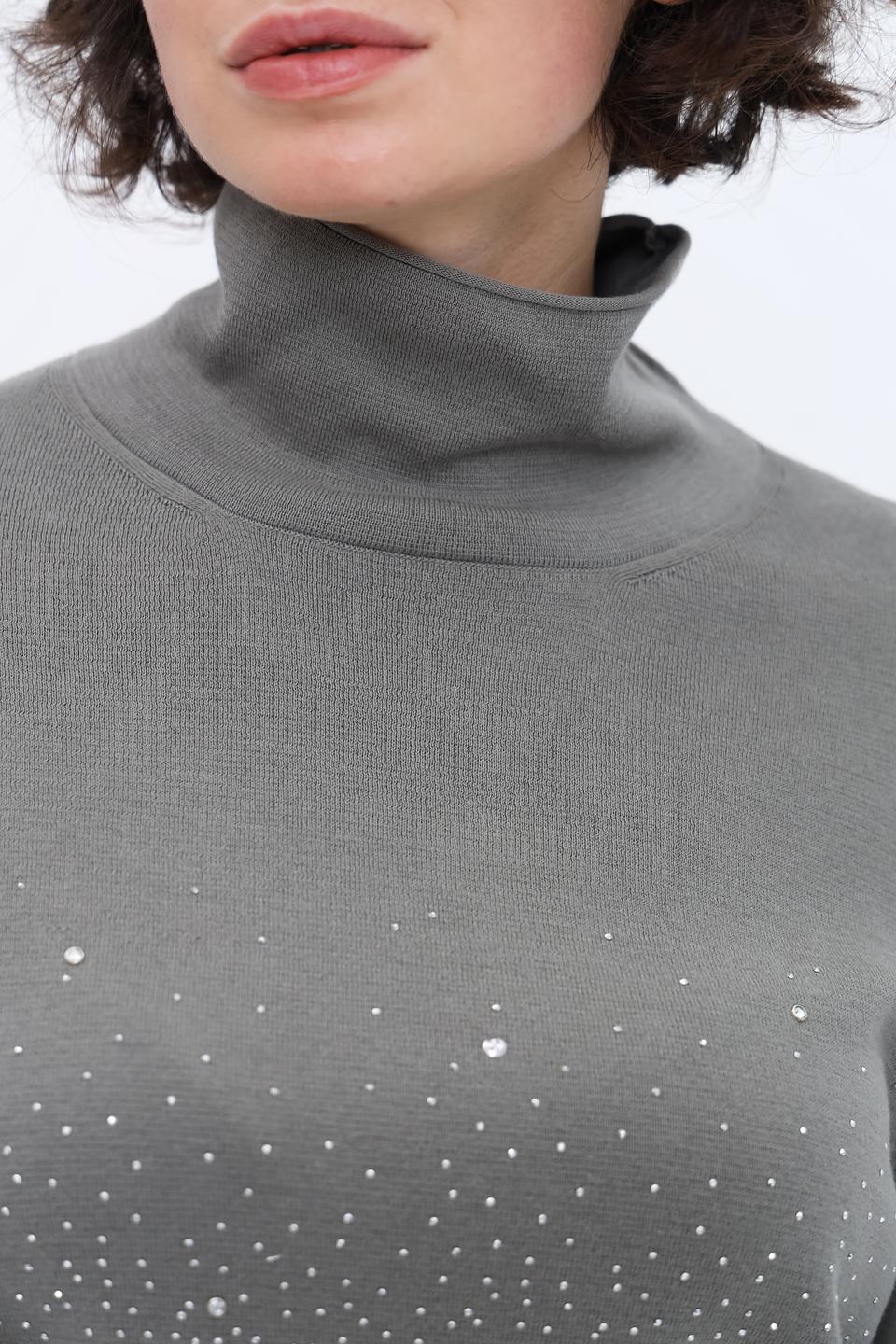 Пуловер Monari с кристаллами серый